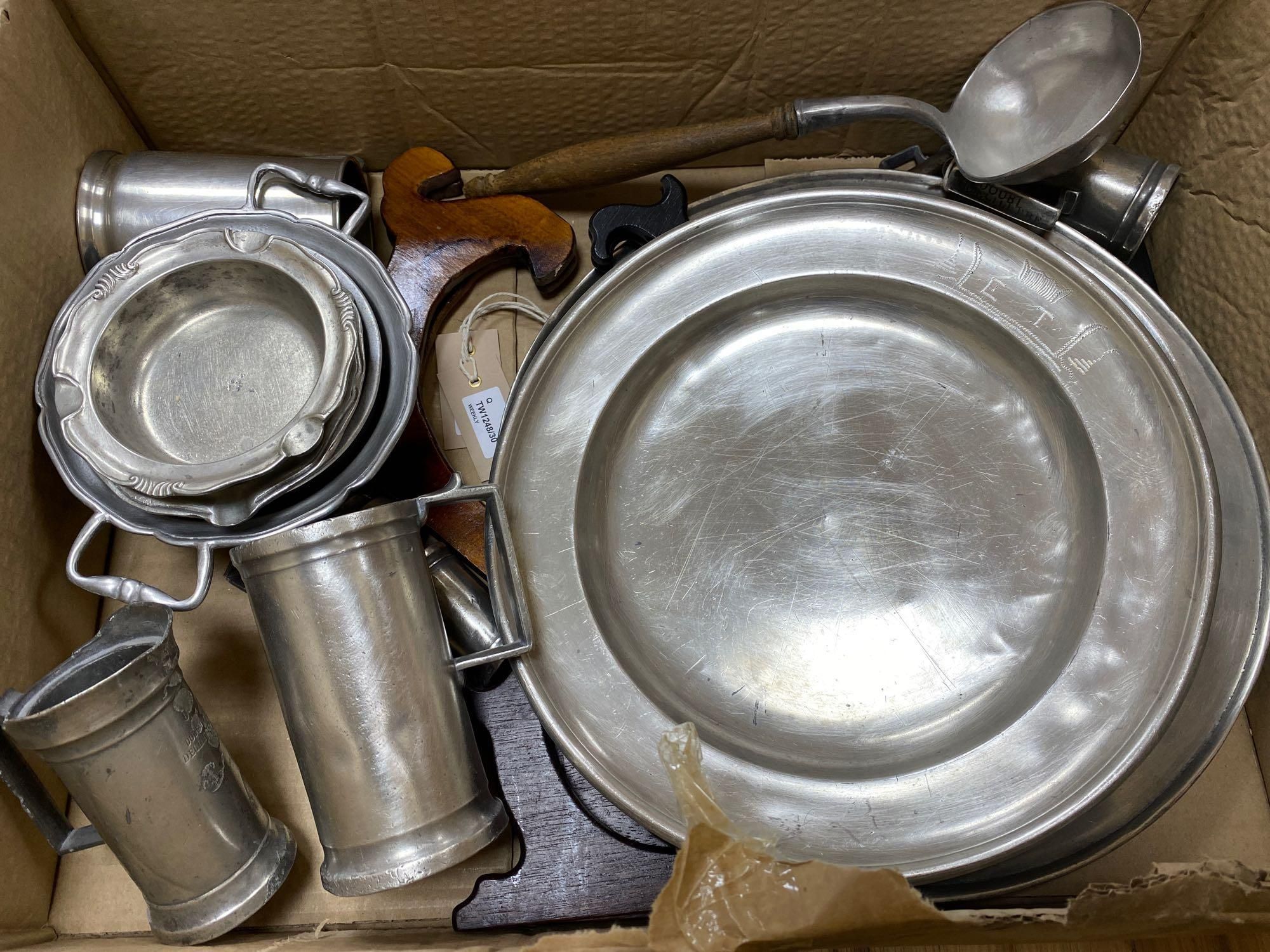 A quantity of Continental pewter tableware